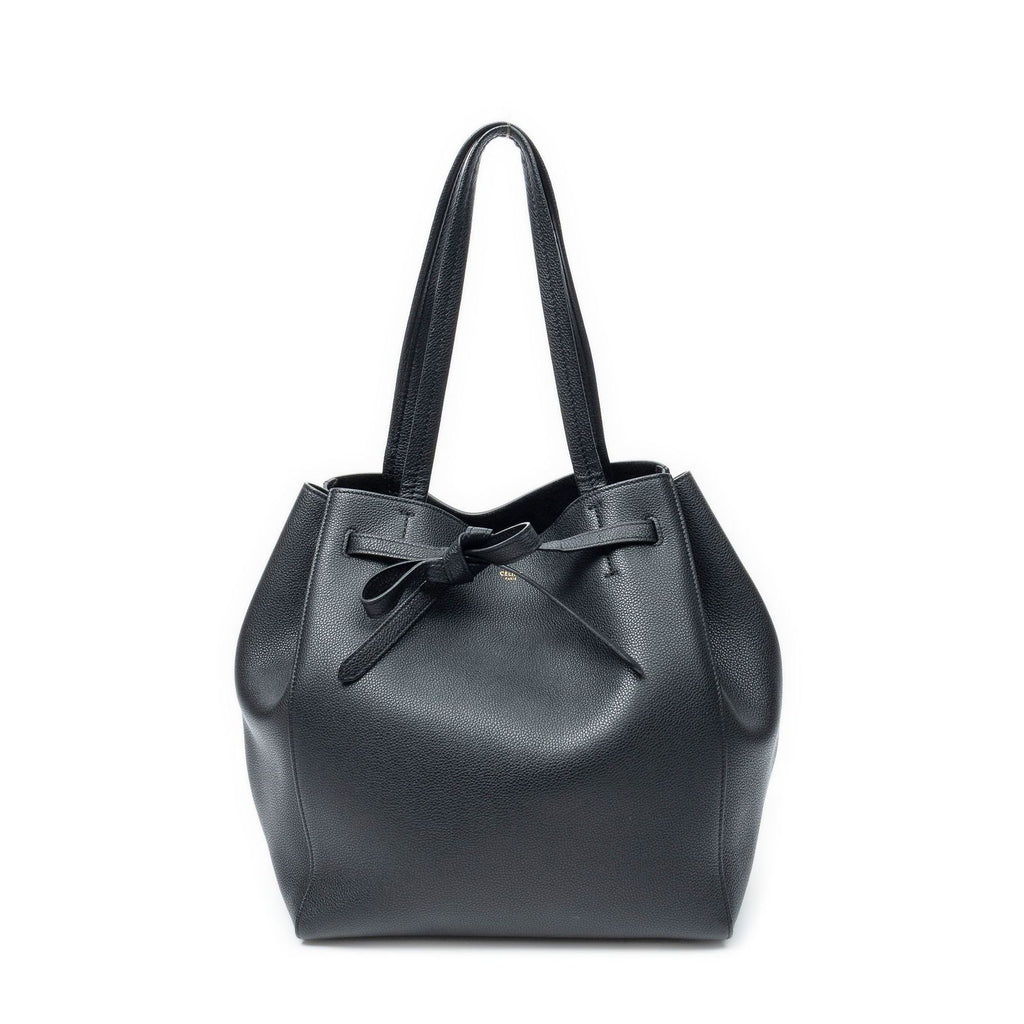 Celine Small Belt Cabas Phantom Black Grain Calf Skin Leather