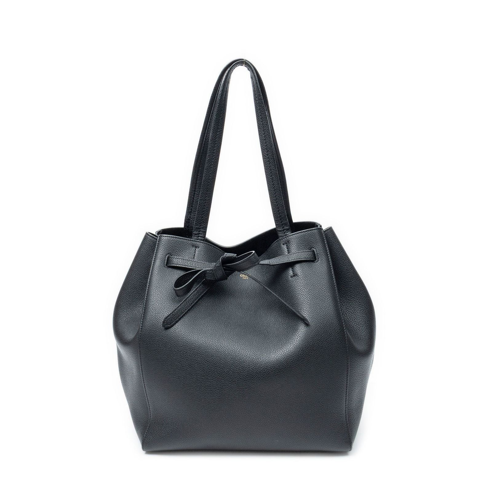 Celine Small Belt Cabas Phantom Black Grain Calf Skin Leather