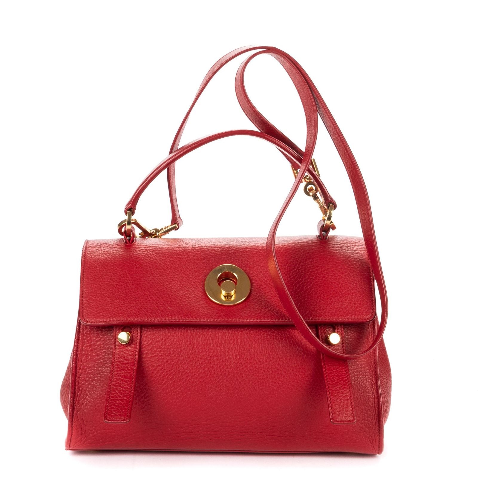 Saint Laurent Lemuz 2 Red Grain Calf Skin Leather Shoulder