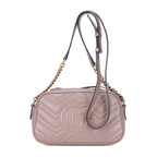 Gucci Smo le GG Marmont Chain Crossbody Beige Matelasse Chef Blanc Calfskin — view 5