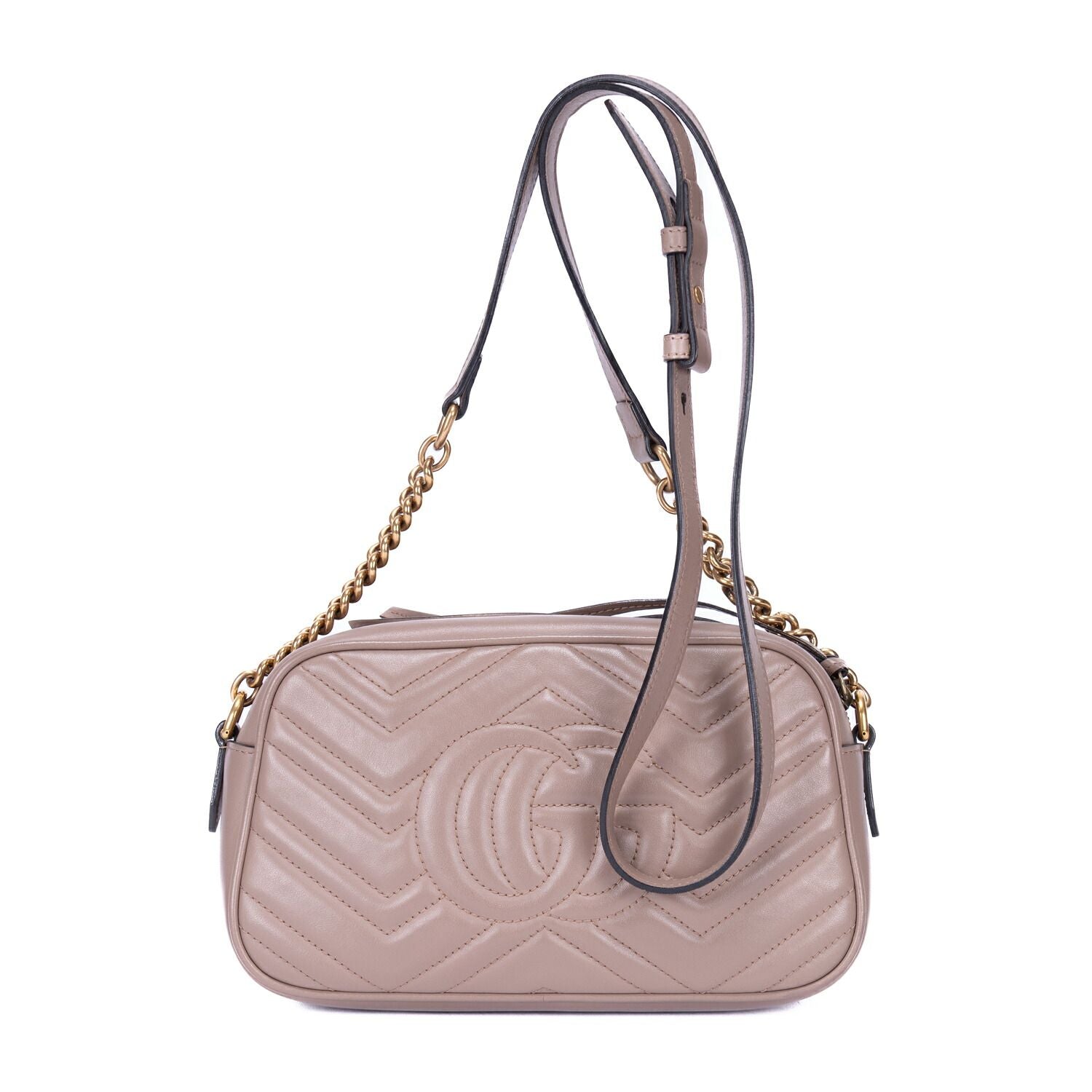 Gucci Smo le GG Marmont Chain Crossbody Beige Matelasse Chef Blanc Calfskin — view 5