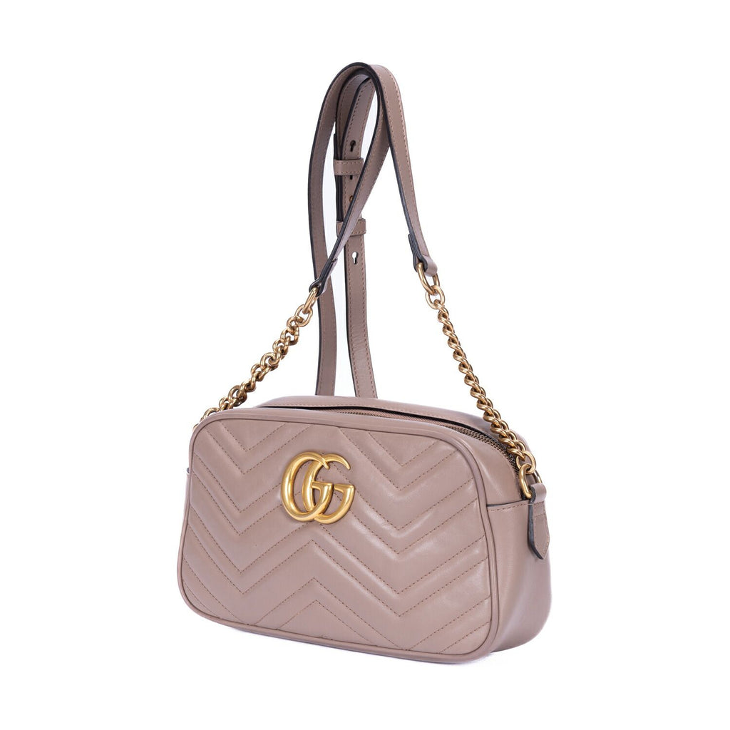 Gucci Smo le GG Marmont Chain Crossbody Beige Matelasse Chef Blanc Calfskin — view 2