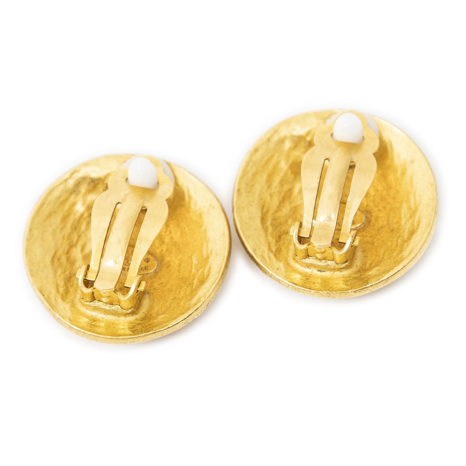 Chanel CC Logo Round Clip Type Earrings Gold Plated — view 2