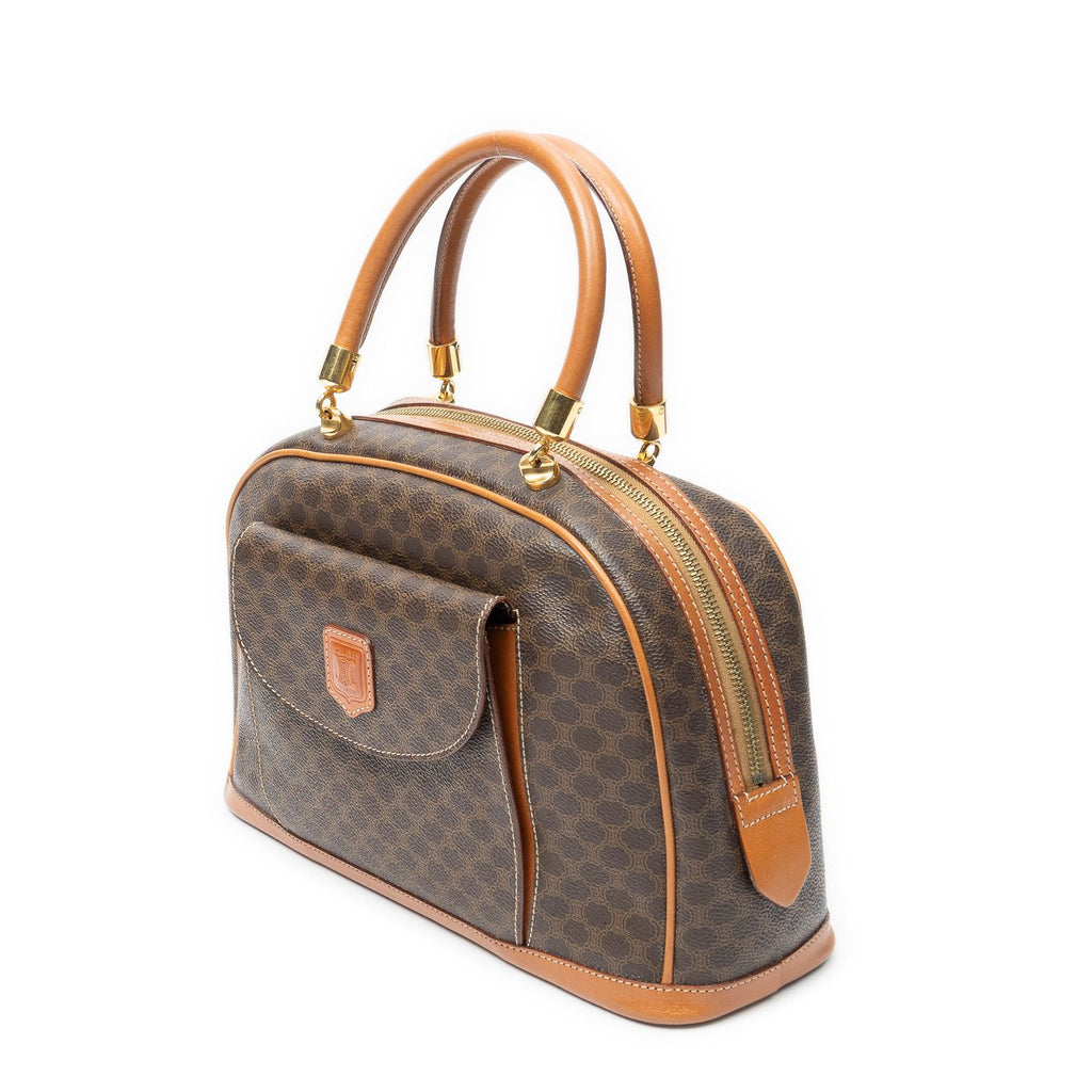 Celine Vintage Front Pocket Dome Bag Brown Macadam Canvas — view 2