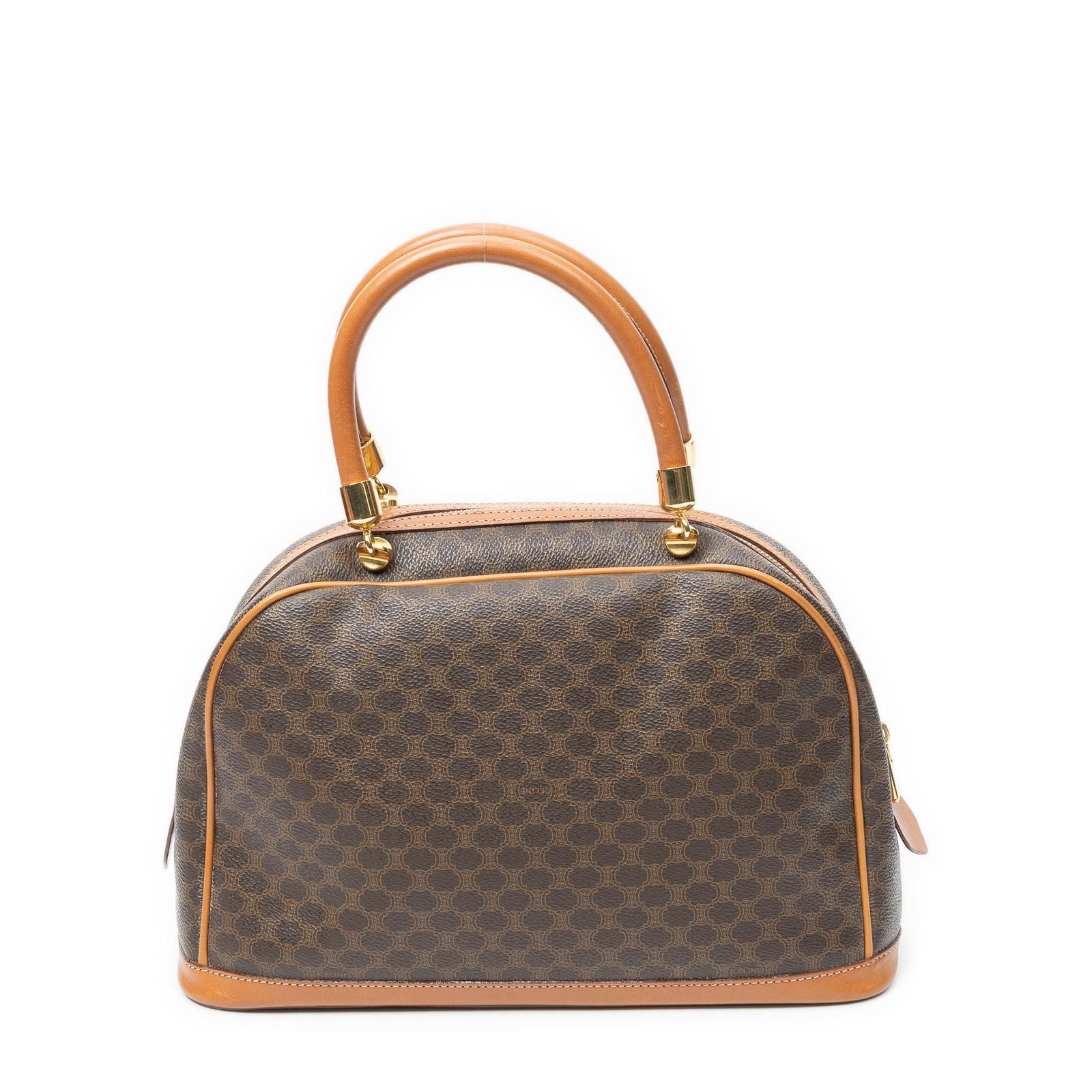 Celine Vintage Front Pocket Dome Bag Brown Macadam Canvas — view 5