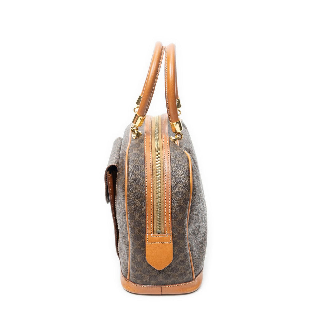 Celine Vintage Front Pocket Dome Bag Brown Macadam Canvas — view 3