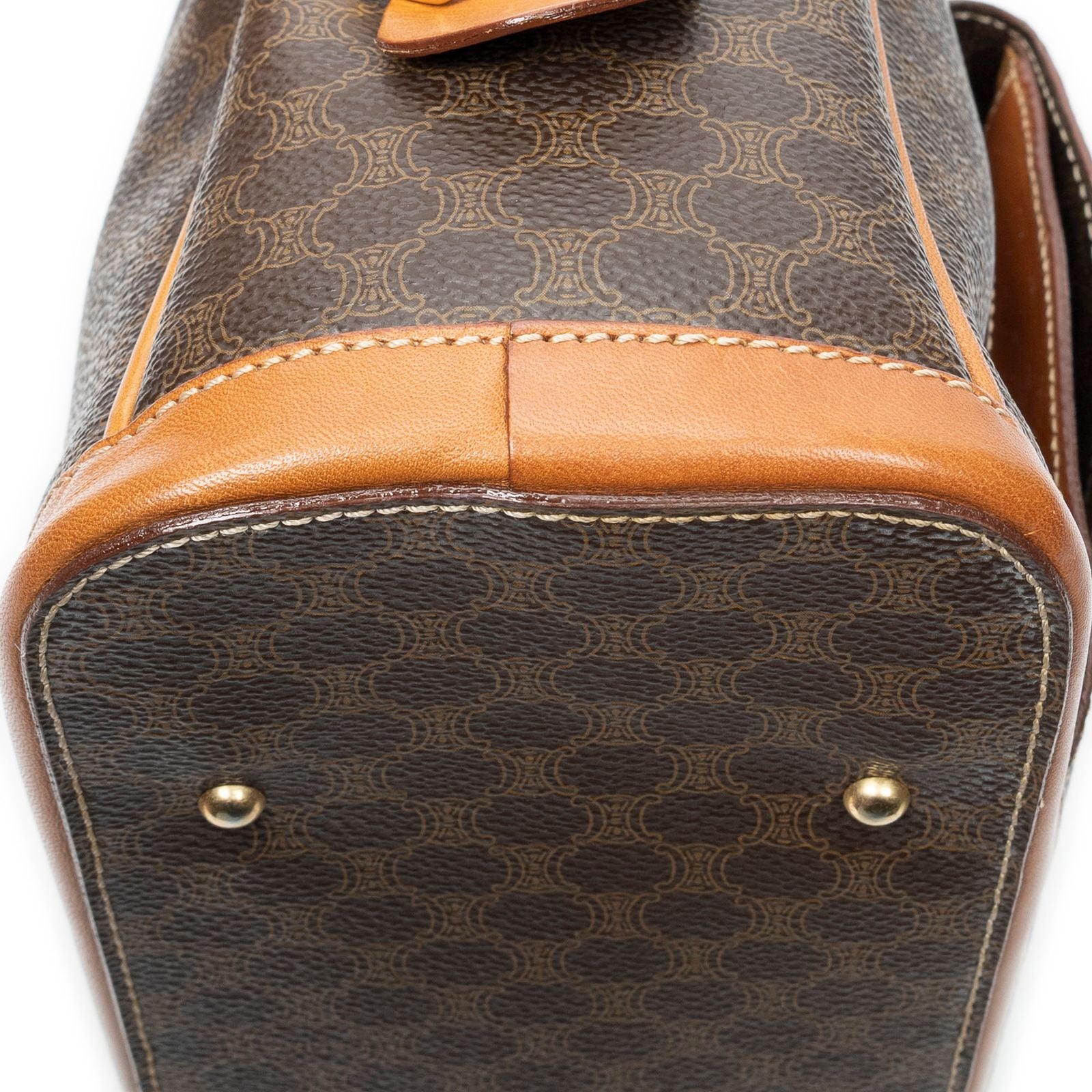 Celine Vintage Front Pocket Dome Bag Brown Macadam Canvas — view 8