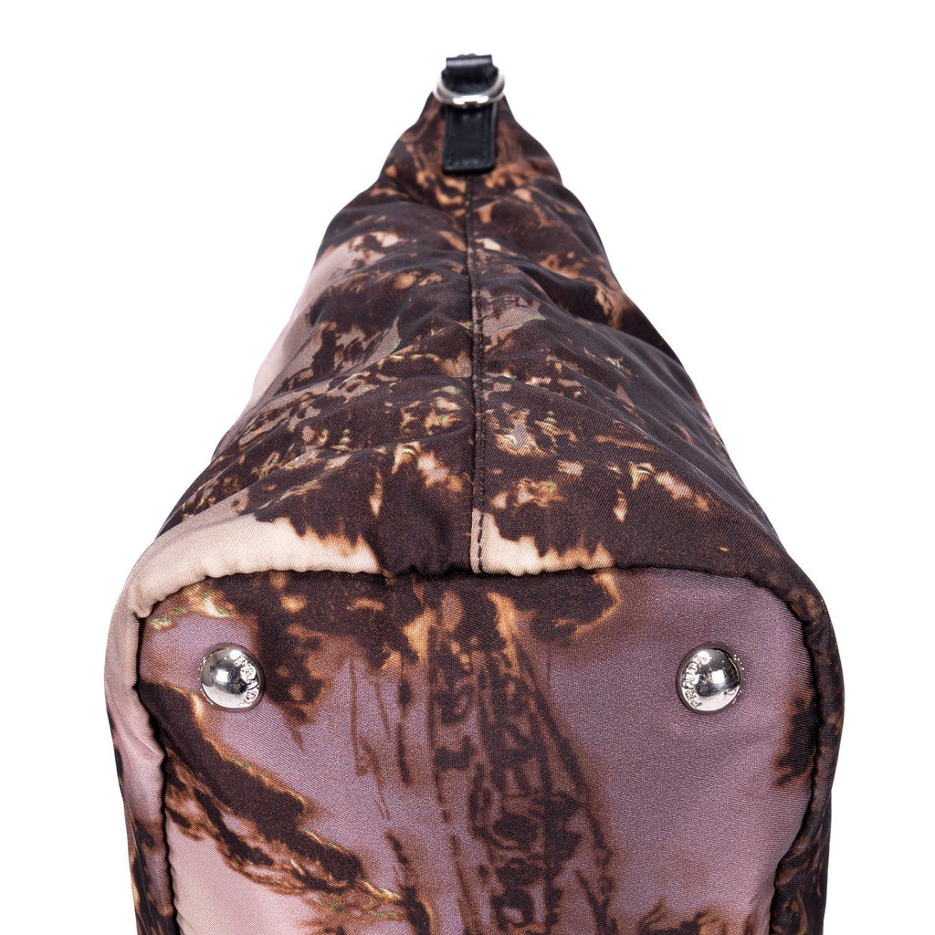 Prada Tessuto Nylon Temple Print Tote Black Beige Printed Nylona — view 8
