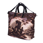 Prada Tessuto Nylon Temple Print Tote Black Beige Printed Nylona — view 2