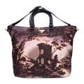 Prada Tessuto Nylon Temple Print Tote Black Beige Printed Nylona