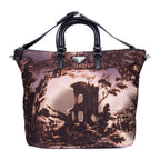 Prada Tessuto Nylon Temple Print Tote Black Beige Printed Nylona