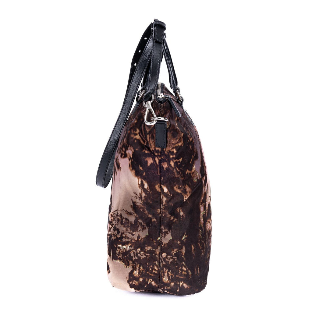 Prada Tessuto Nylon Temple Print Tote Black Beige Printed Nylona — view 4