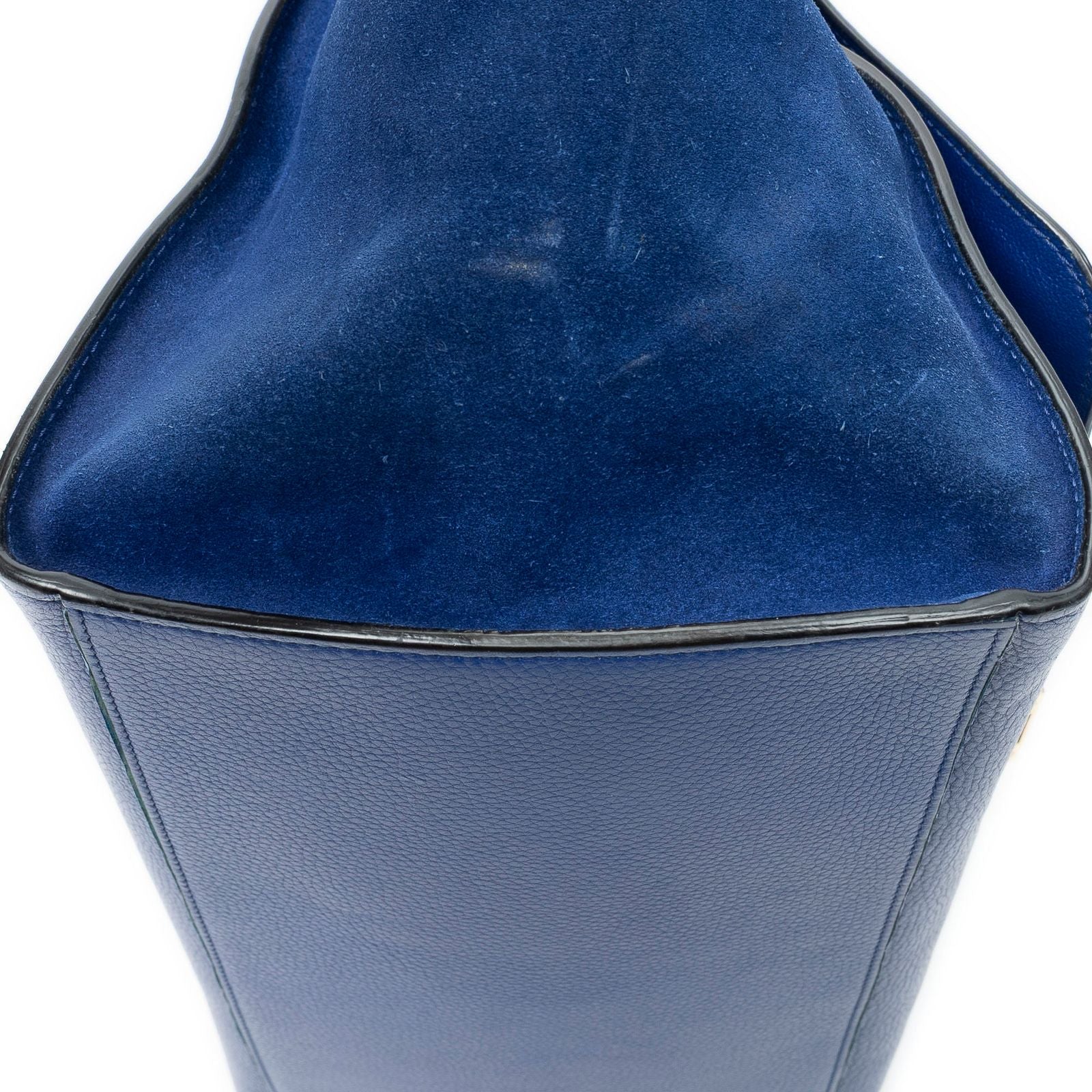 Celine Midi Trapeze Blue Grain Calf Skin Leather Shoulder — view 8