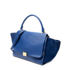 Celine Midi Trapeze Blue Grain Calf Skin Leather Shoulder — view 2