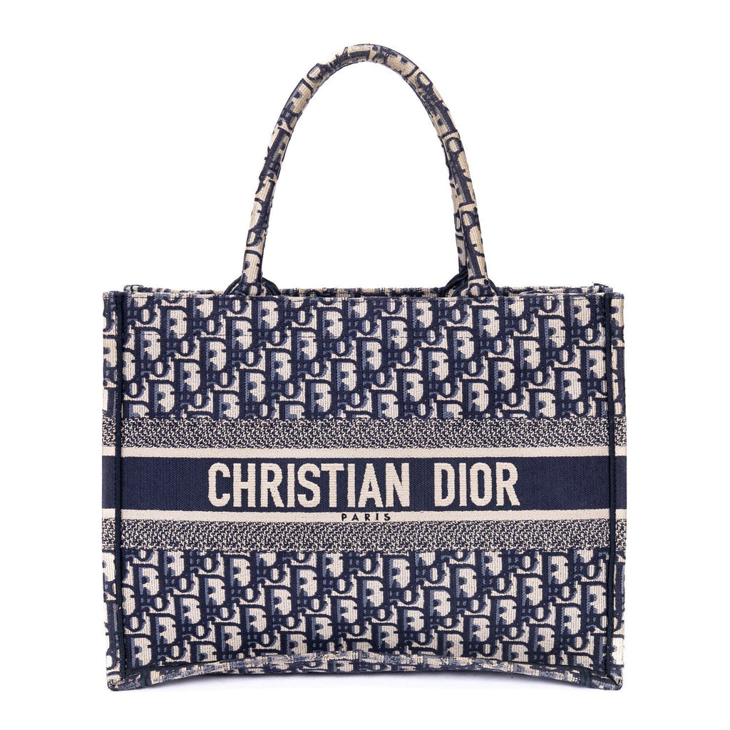 Dior Book Tote Navy Beige Oblique Diorissimo Canvasa