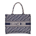 Dior Book Tote Navy Beige Oblique Diorissimo Canvasa