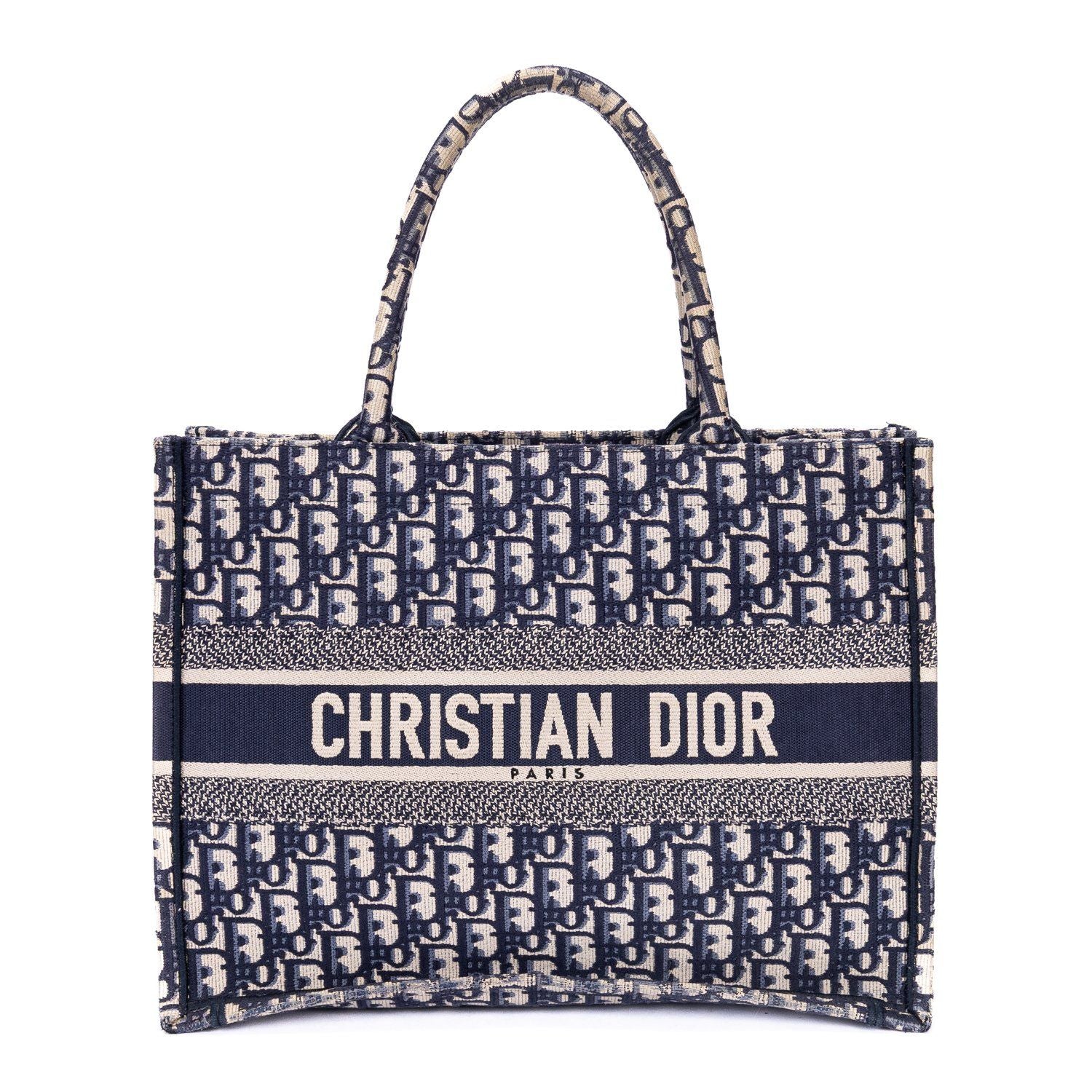 Dior Book Tote Navy Beige Oblique Diorissimo Canvasa