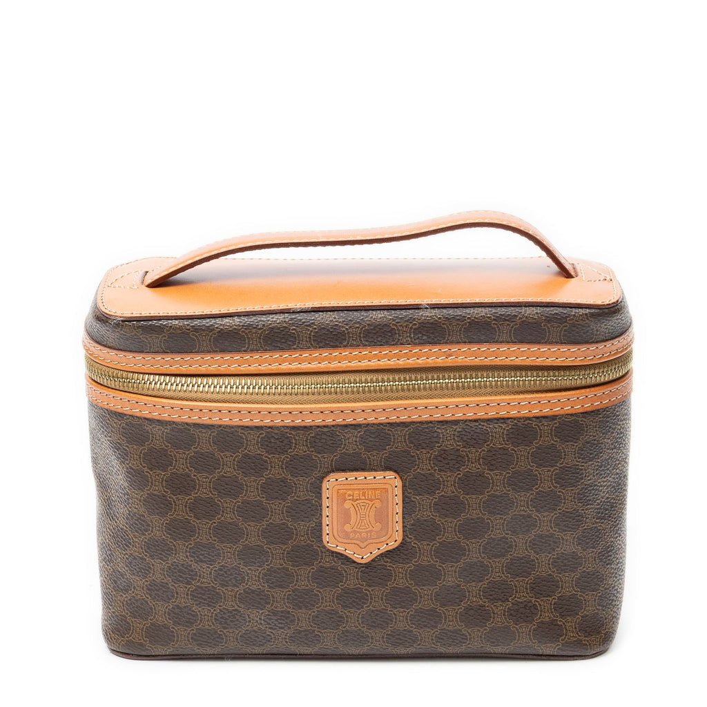 Celine Top Handle Toiletries Pouch Brown Macadamia Canvas