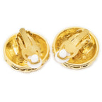Chanel CC Quilted Round Disc Clip on Earrings Gold Plated — view 2
