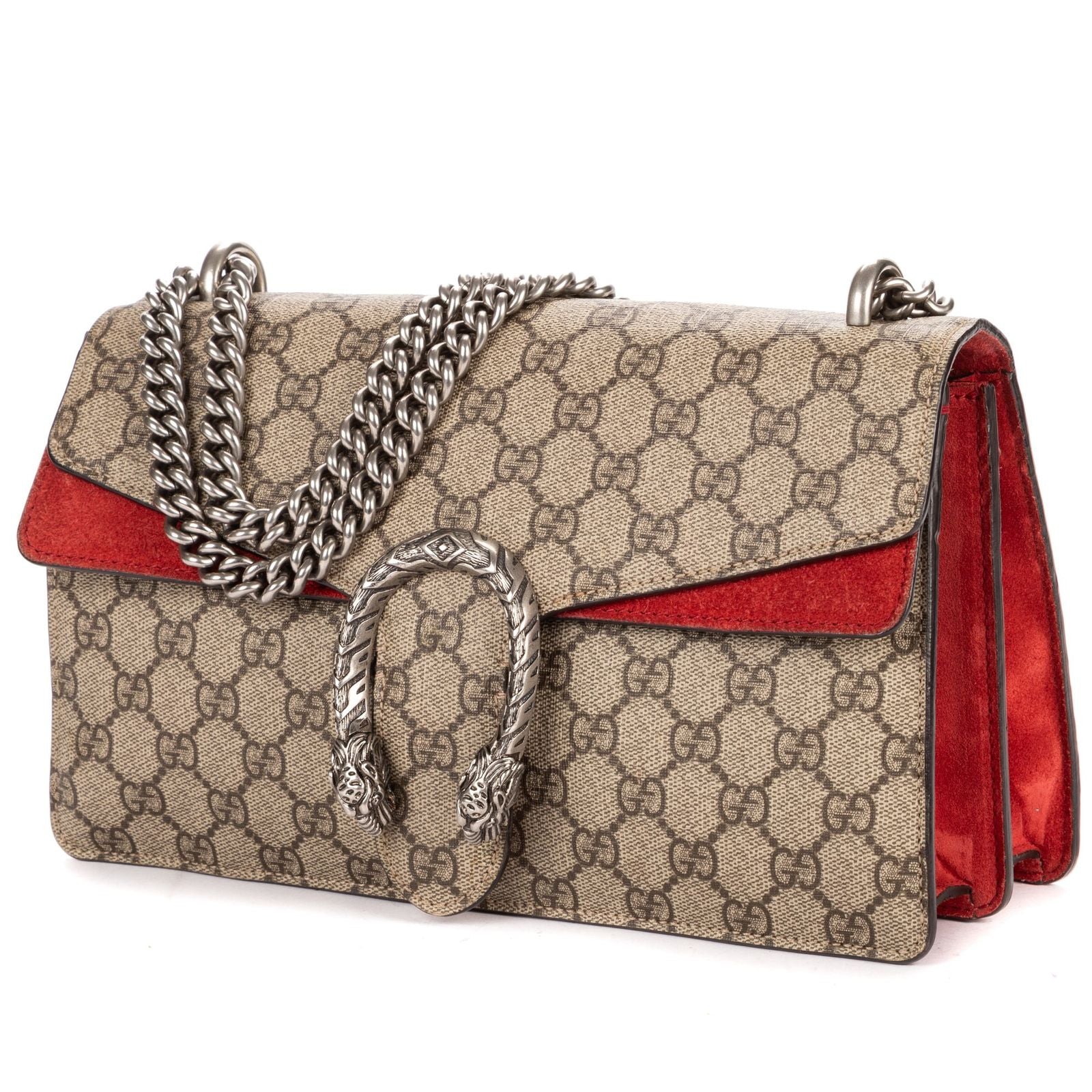 Gucci le Dionysus Chain Crossbody Beige Red Split Canvas — view 2