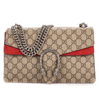 Gucci le Dionysus Chain Crossbody Beige Red Split Canvas