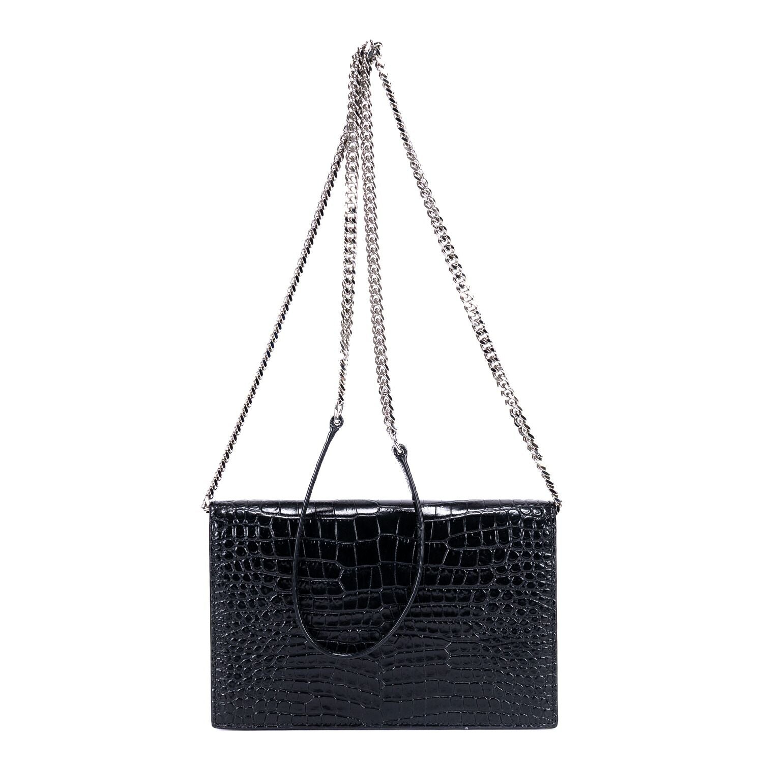 Saint Laurent Kate Tassel Black Croco Shoulder — view 5