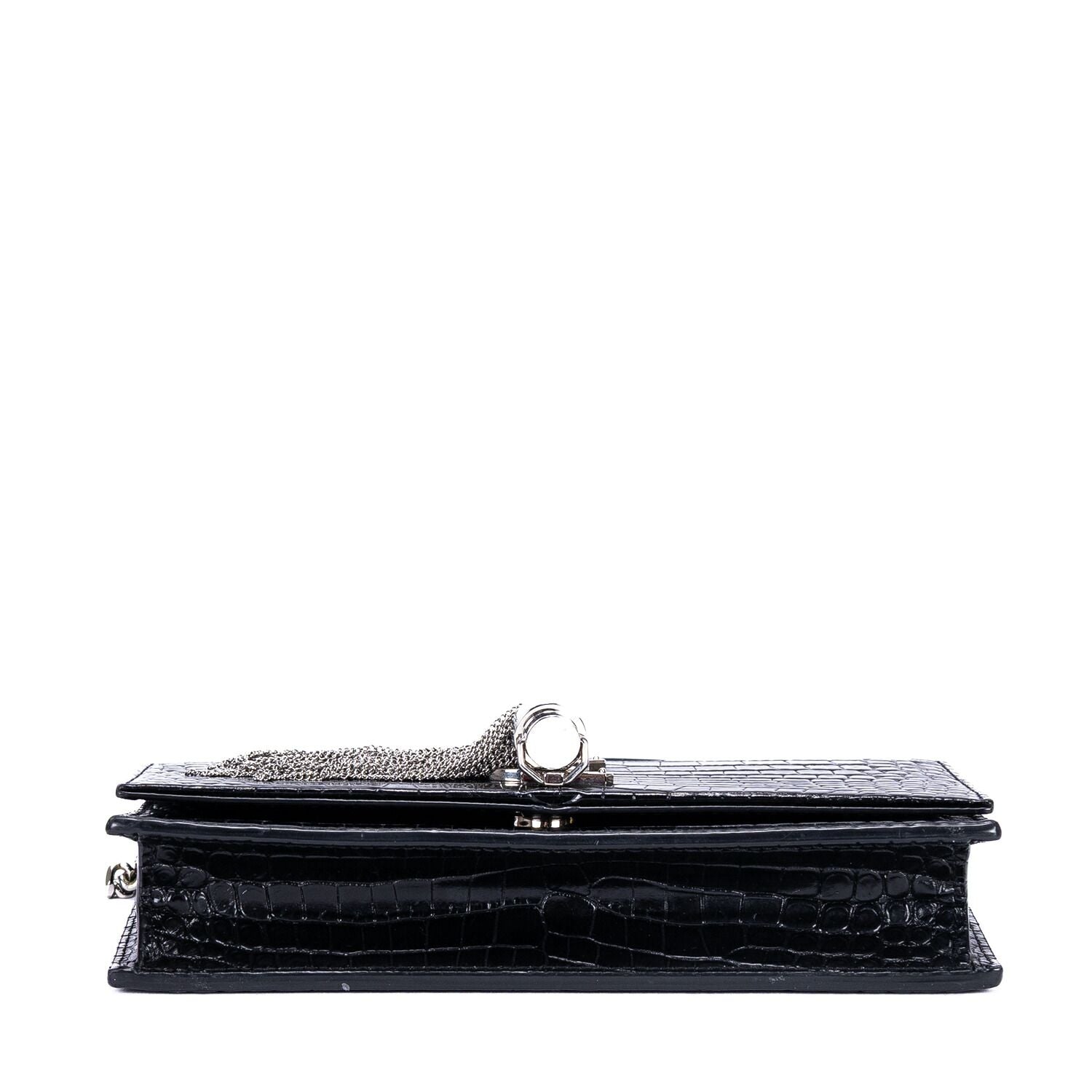 Saint Laurent Kate Tassel Black Croco Shoulder — view 6