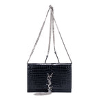 Saint Laurent Kate Tassel Black Croco Shoulder