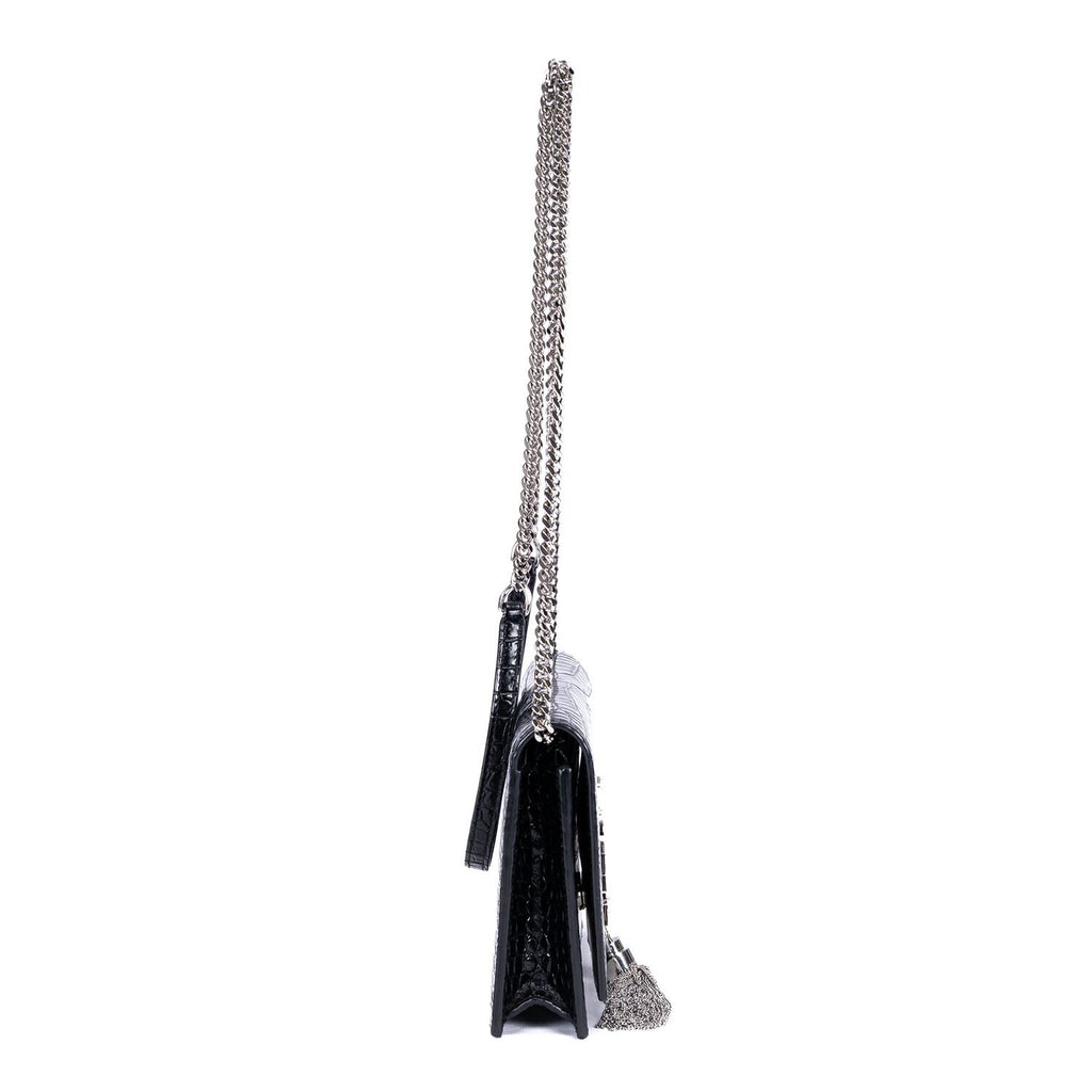 Saint Laurent Kate Tassel Black Croco Shoulder — view 4