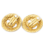 Chanel CC Logo Round Clip Type Earrings Gold Plated — view 2