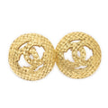 Chanel CC Logo Round Clip Type Earrings Gold Plated