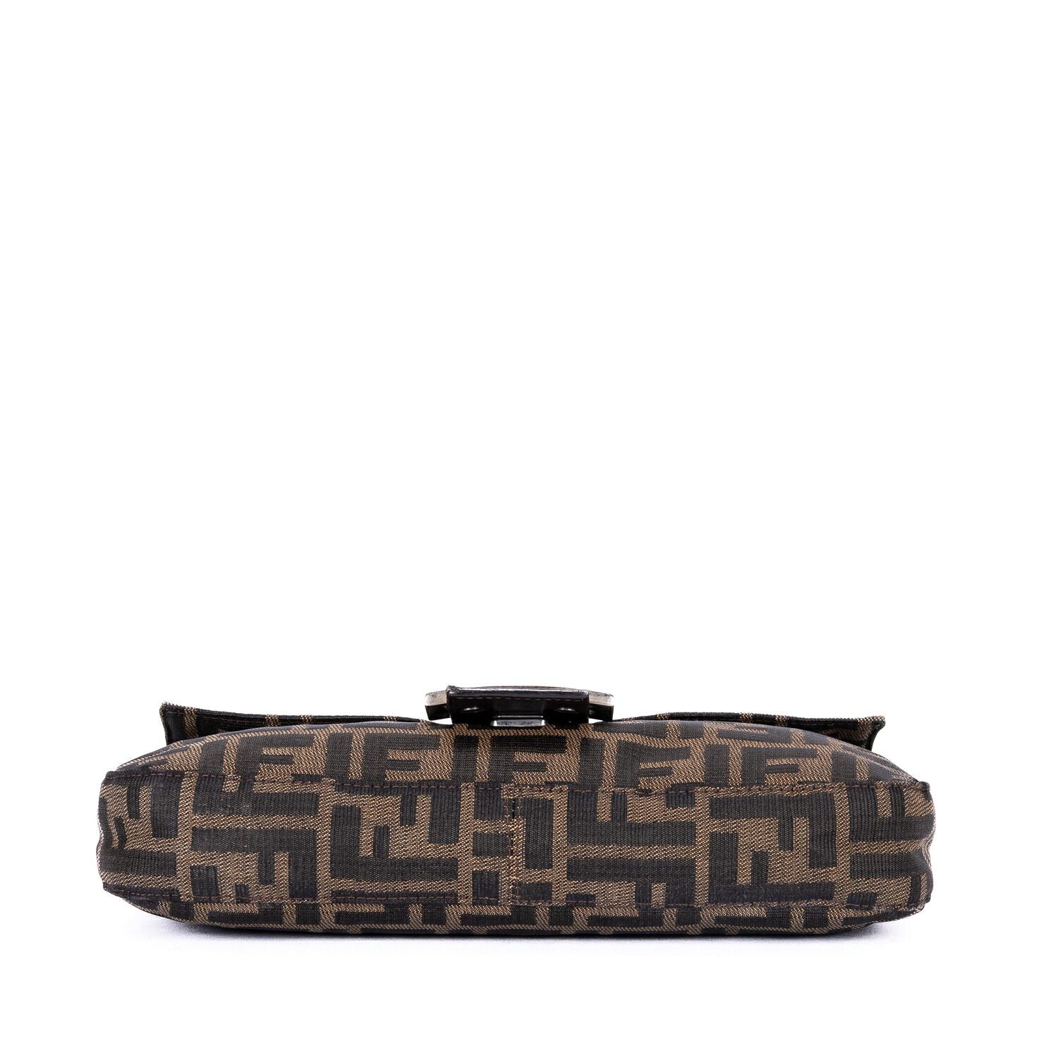 Fendi Smo le Fold Oba Baguette Black Zucca Canvas Shoulder — view 6