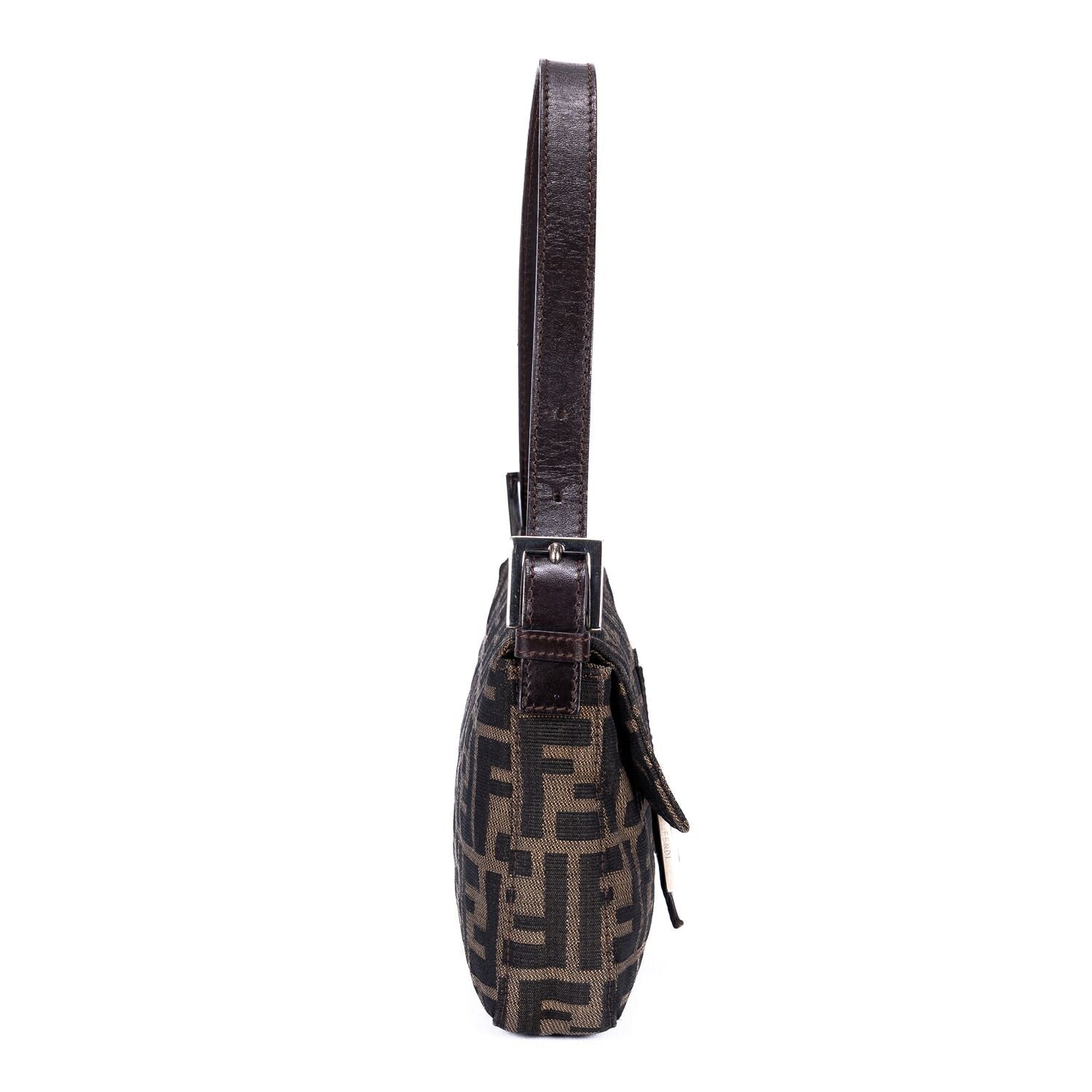 Fendi Smo le Fold Oba Baguette Black Zucca Canvas Shoulder — view 4