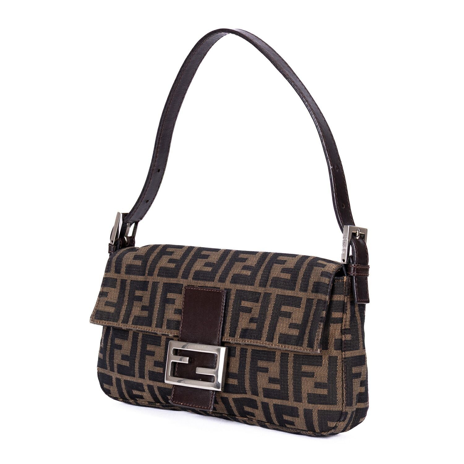 Fendi Smo le Fold Oba Baguette Black Zucca Canvas Shoulder — view 2