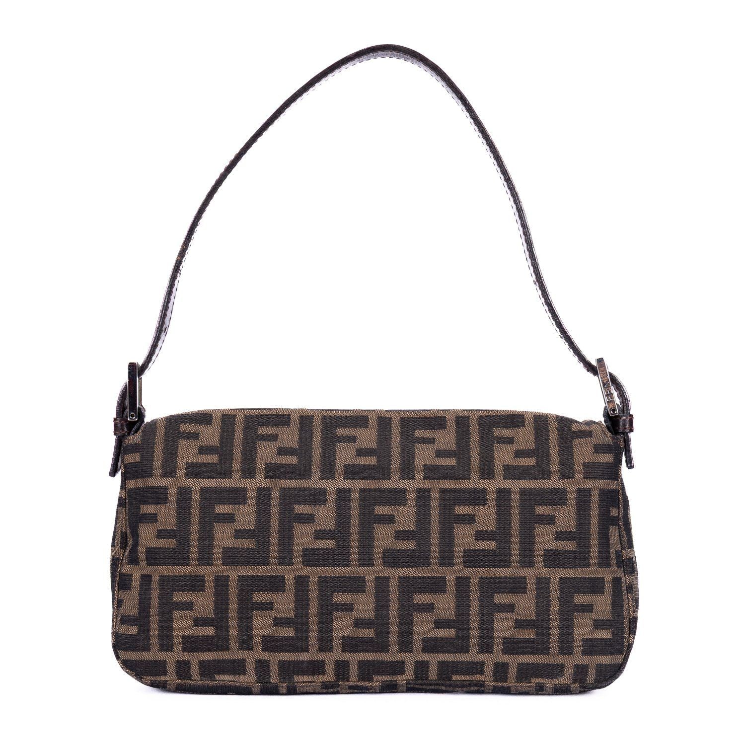 Fendi Smo le Fold Oba Baguette Black Zucca Canvas Shoulder — view 5