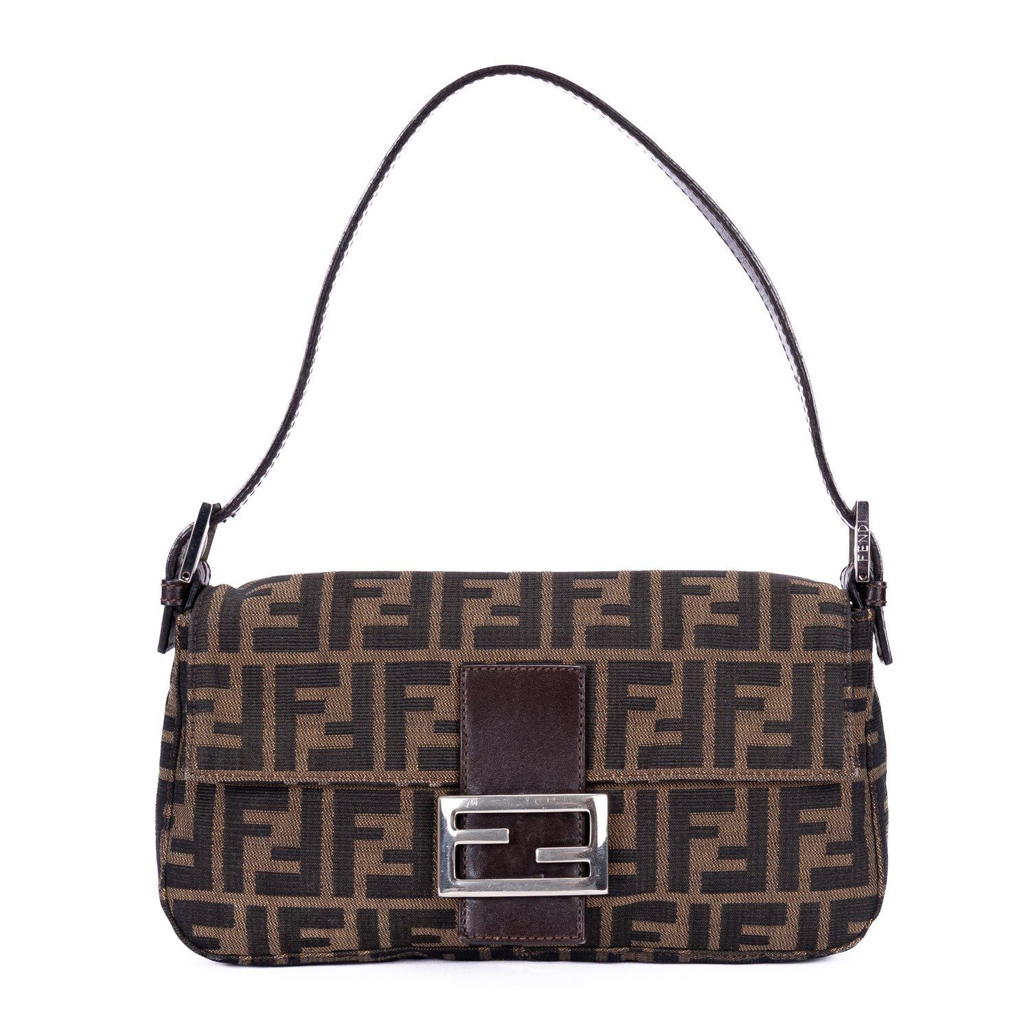 Fendi Smo le Fold Oba Baguette Black Zucca Canvas Shoulder