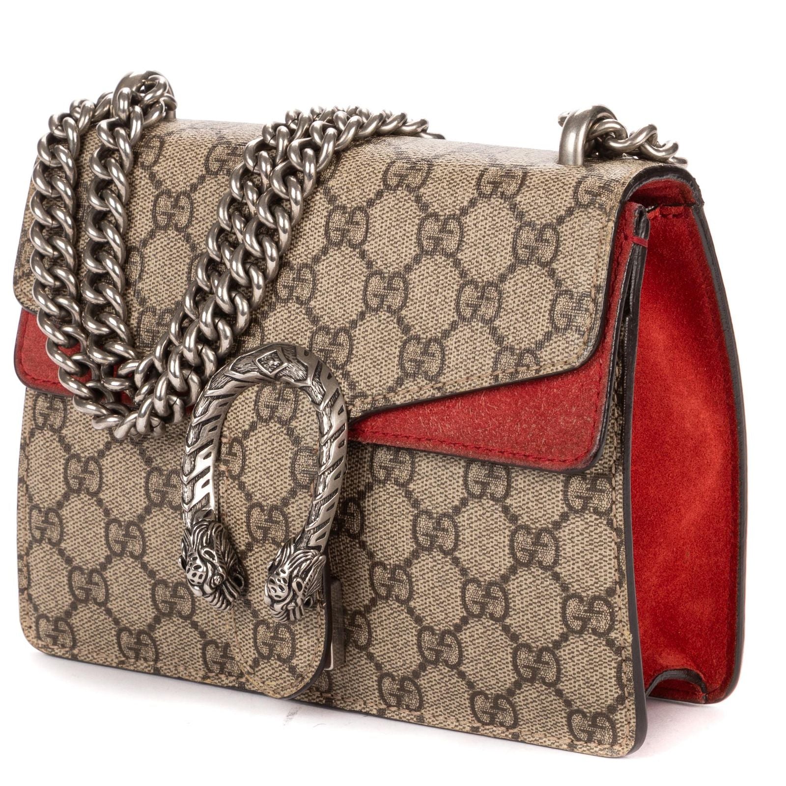 Gucci le Dionysus Chain Crossbody Beige Red Split Canvas — view 2