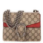 Gucci le Dionysus Chain Crossbody Beige Red Split Canvas