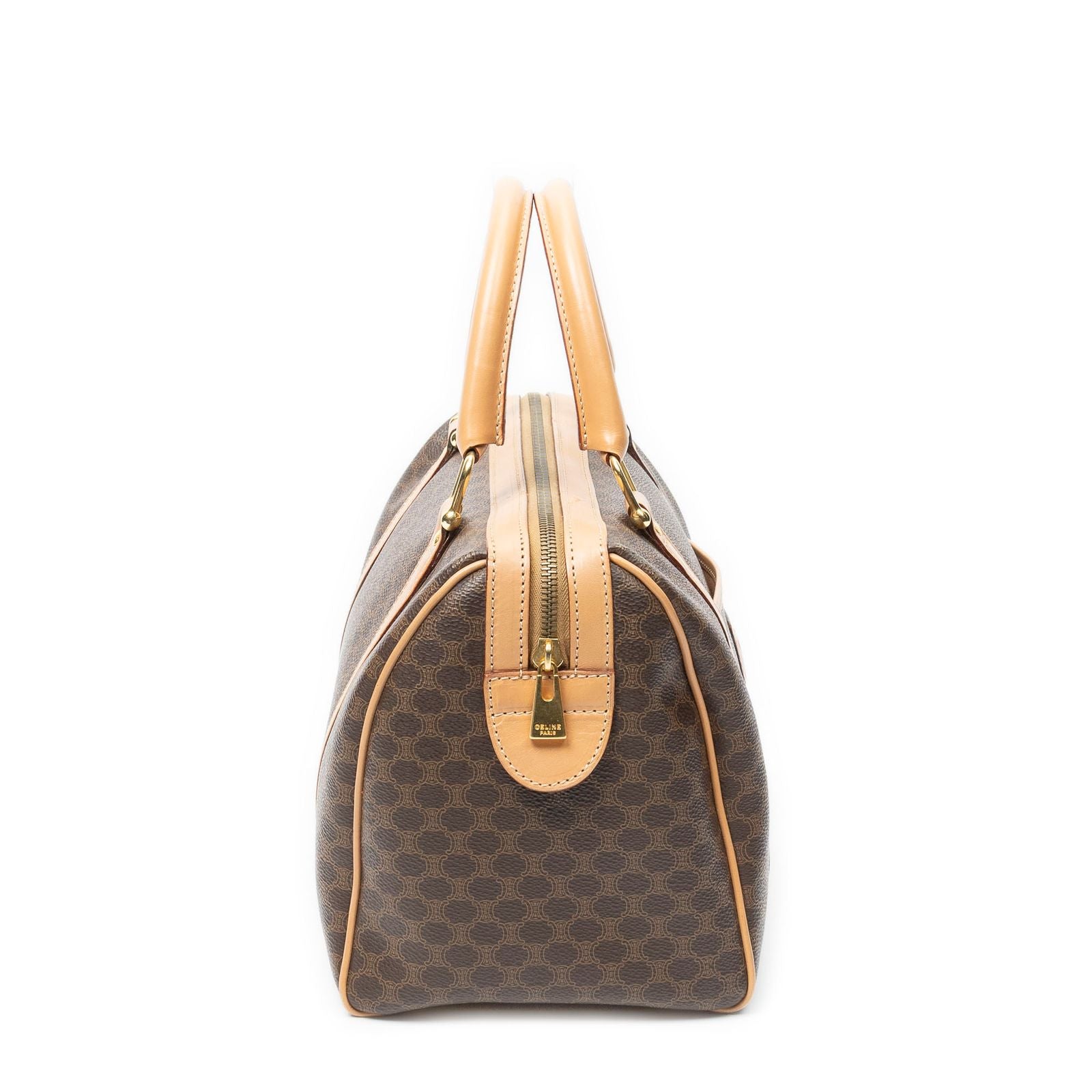 Celine Smo Rubostom Beige Brown Macadamia Canvas Handbag — view 4