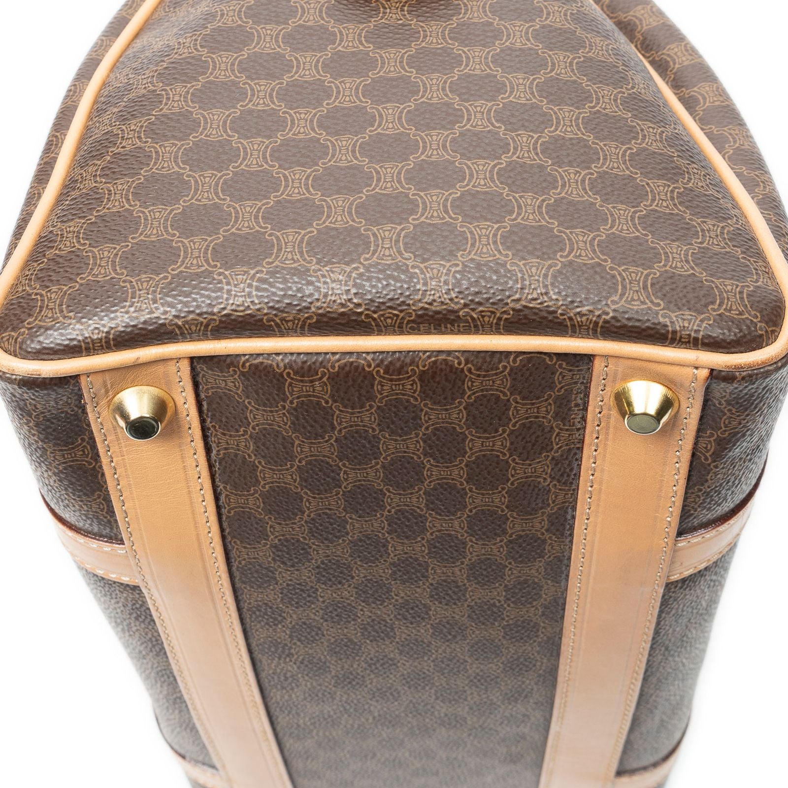 Celine Smo Rubostom Beige Brown Macadamia Canvas Handbag — view 7
