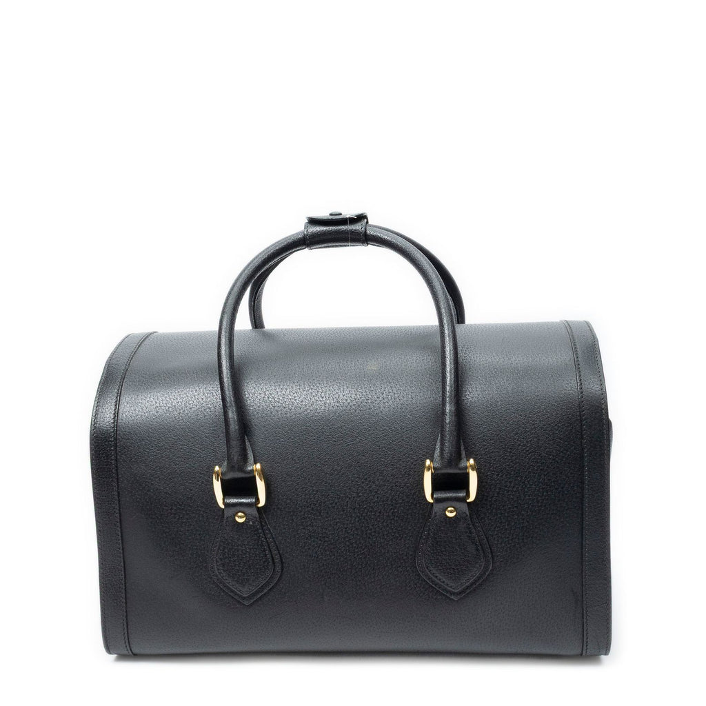 Gucci Vintage Boston Carryall Weekender Black Calfskin Leather Travel — view 5