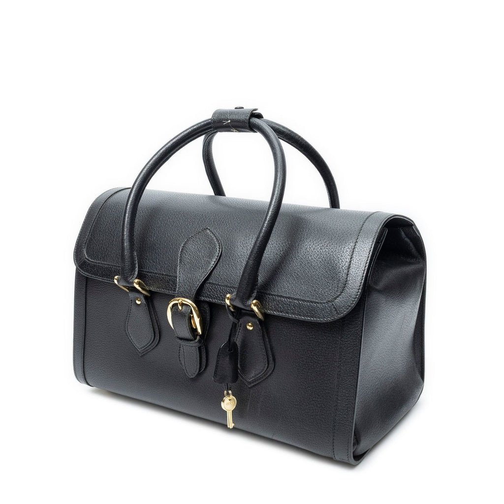 Gucci Vintage Boston Carryall Weekender Black Calfskin Leather Travel — view 2