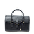 Gucci Vintage Boston Carryall Weekender Black Calfskin Leather Travel