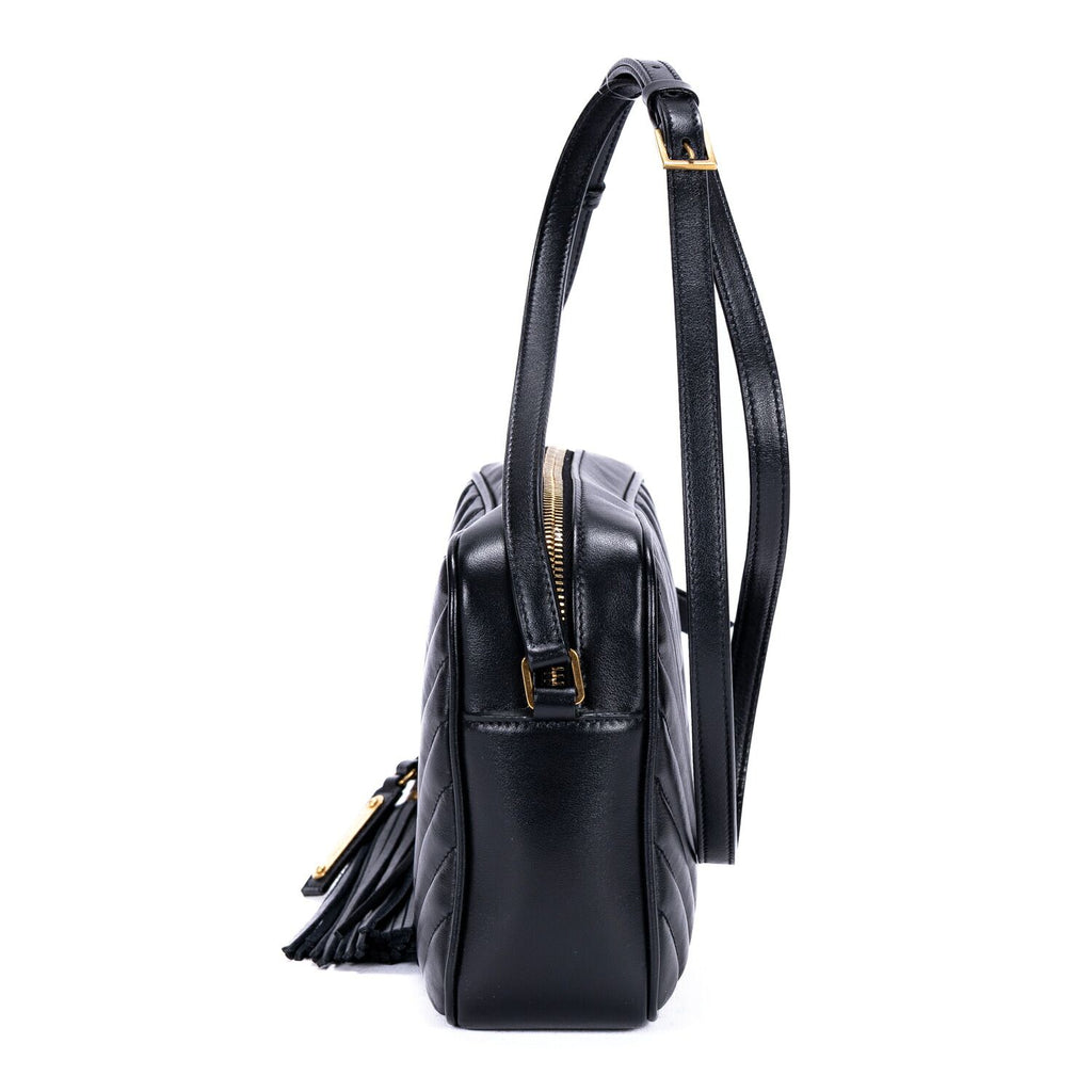 Saint Laurent Camera Black Matelasse Chef Blanc Leather Shoulder — view 3