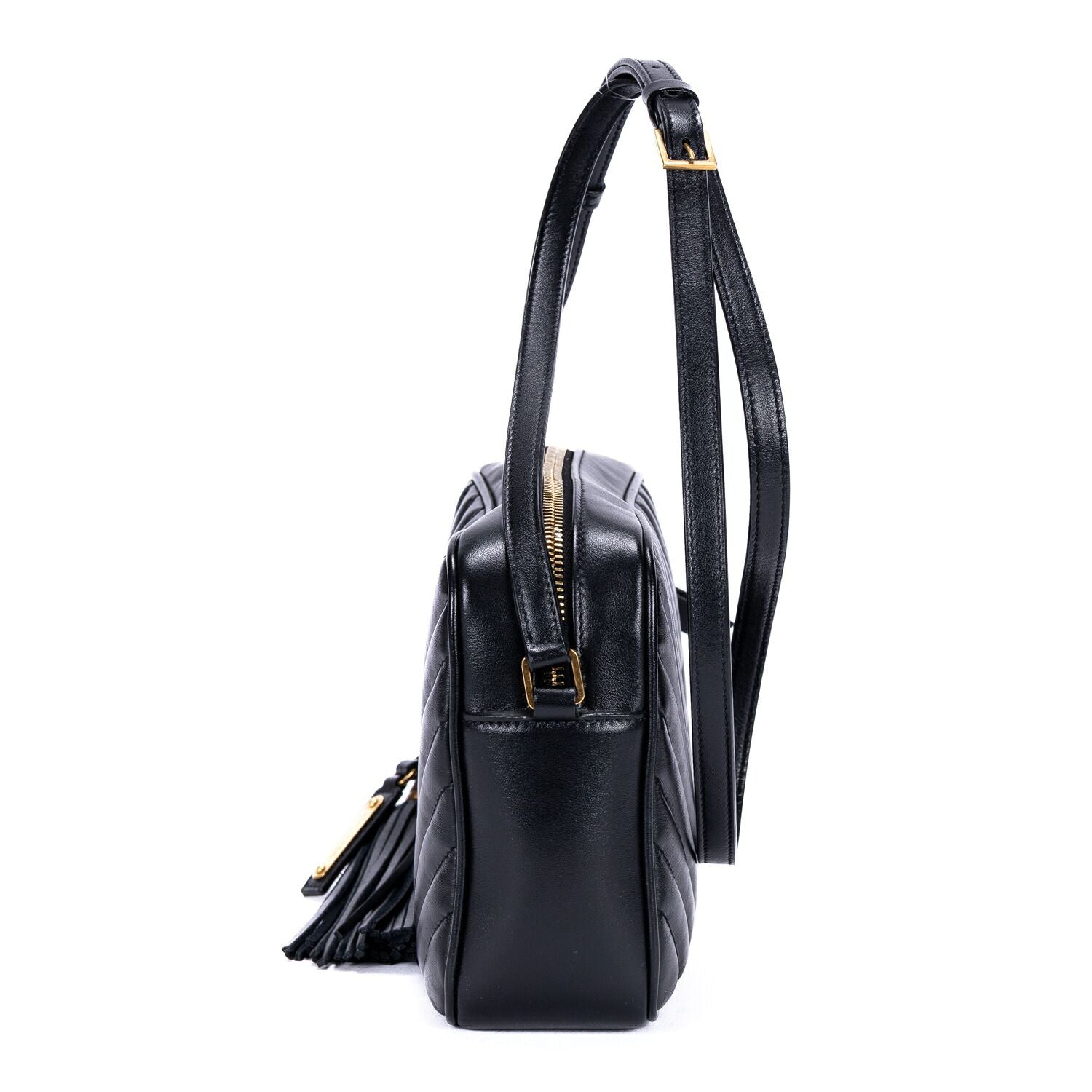 Saint Laurent Camera Black Matelasse Chef Blanc Leather Shoulder — view 3