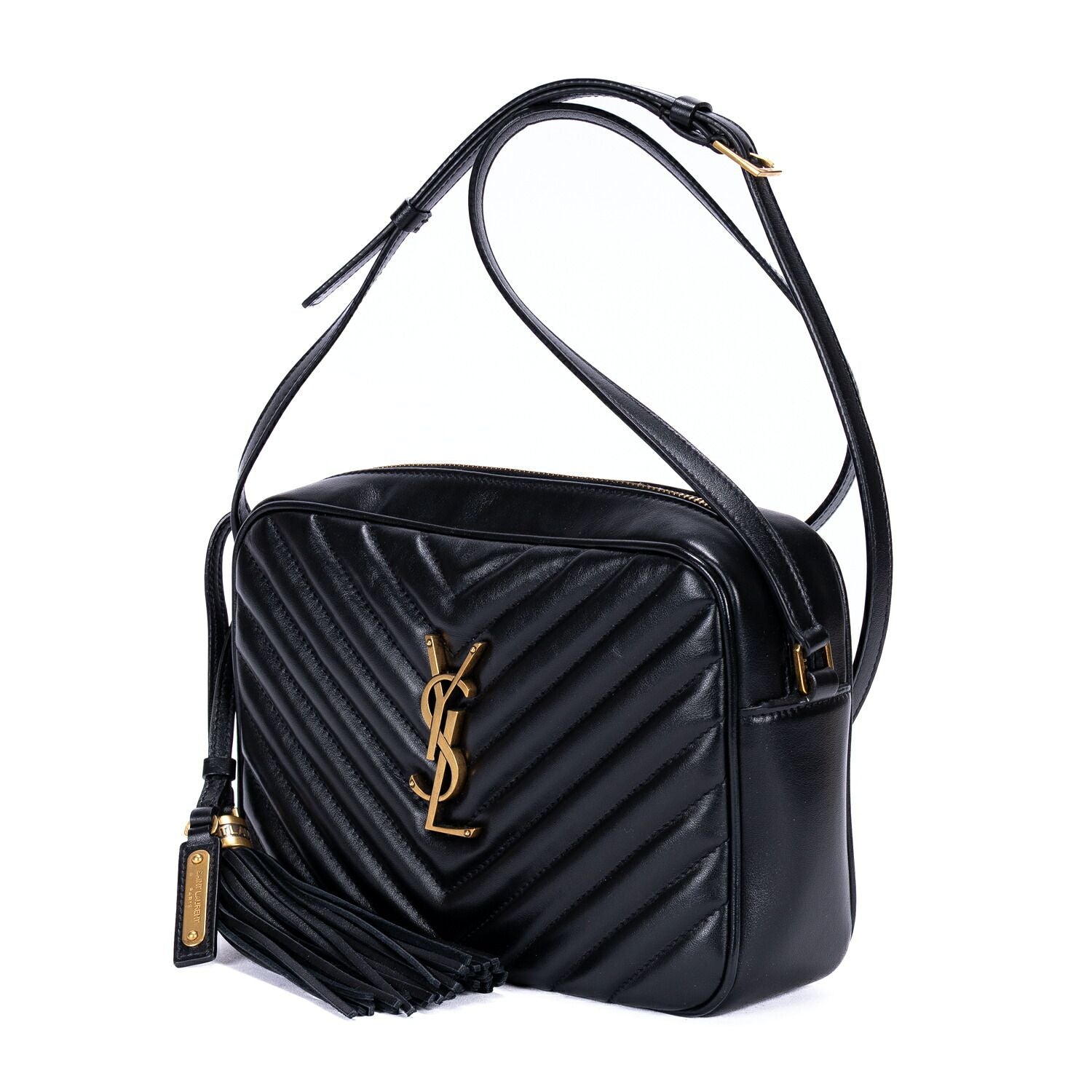 Saint Laurent Camera Black Matelasse Chef Blanc Leather Shoulder — view 2