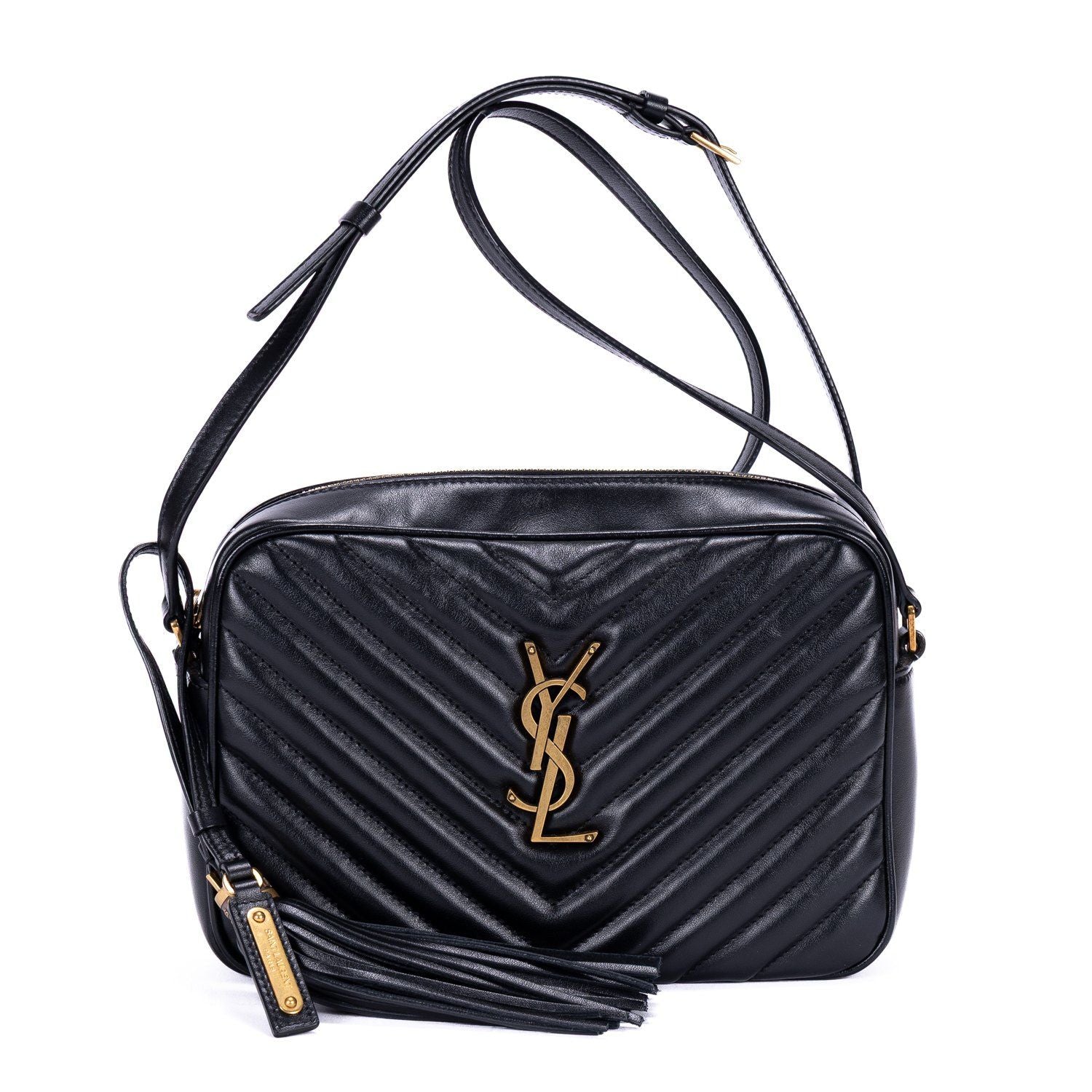 Saint Laurent Camera Black Matelasse Chef Blanc Leather Shoulder