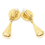 Chanel CC Clover Dangle Clip on Earrings Gold Plated — view 2