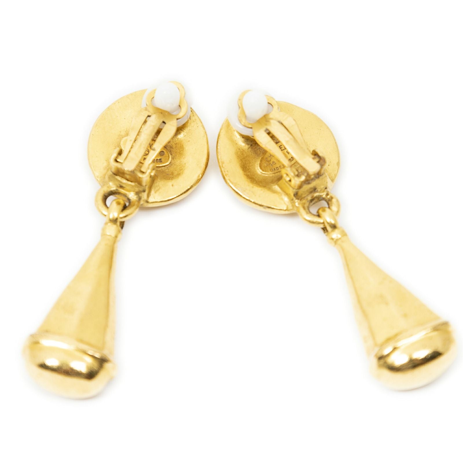 Chanel CC Clover Dangle Clip on Earrings Gold Plated — view 2