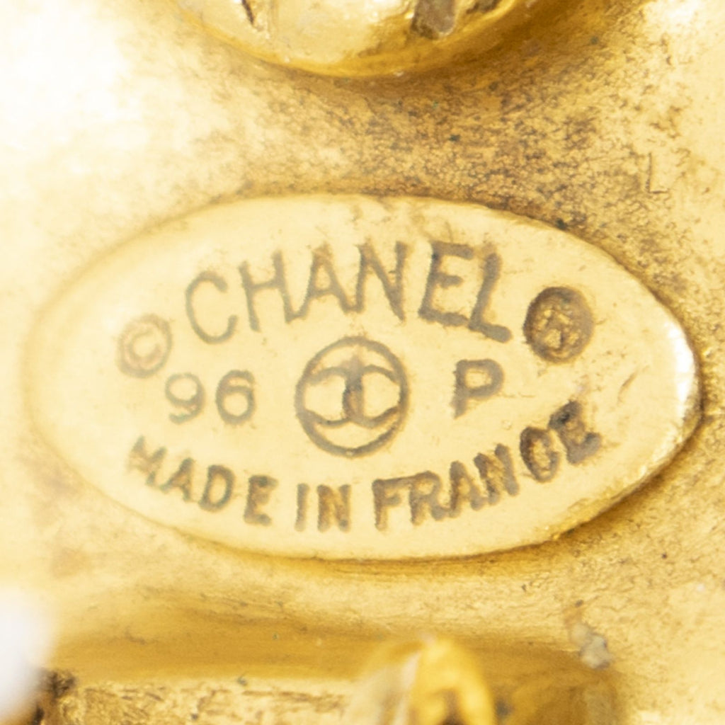 Chanel CC Clover Dangle Clip on Earrings Gold Plated — view 3